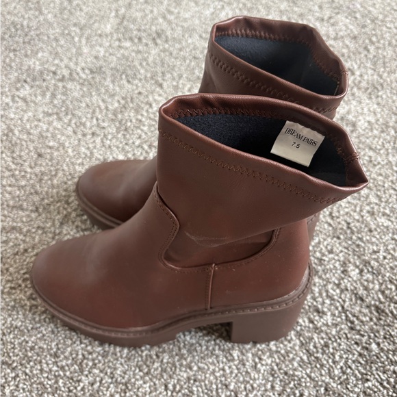 Brown Chunky Heel Ankle Boots - Picture 3 of 7